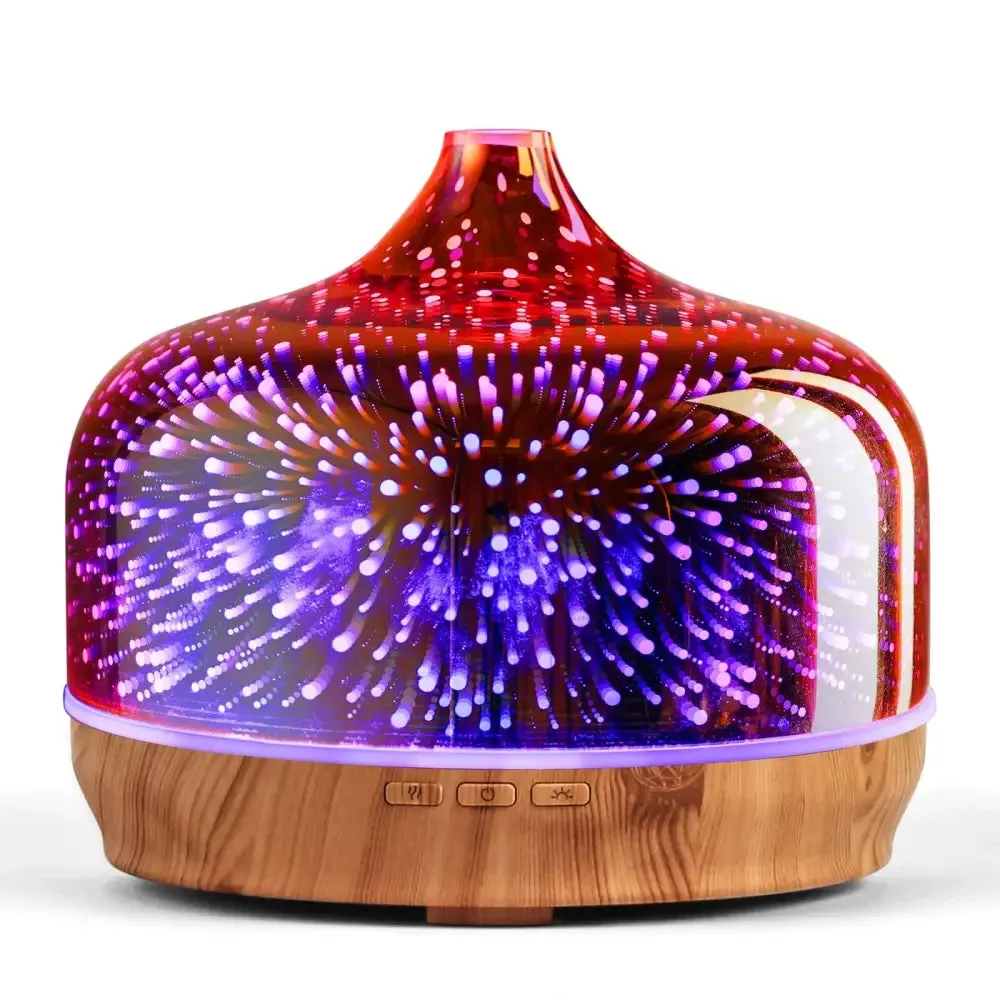 Elegant Glass Essential Oil Diffuser with Wood Base