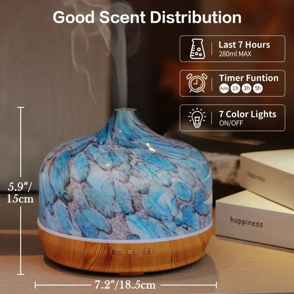 Elegant Glass Essential Oil Diffuser with Wood Base