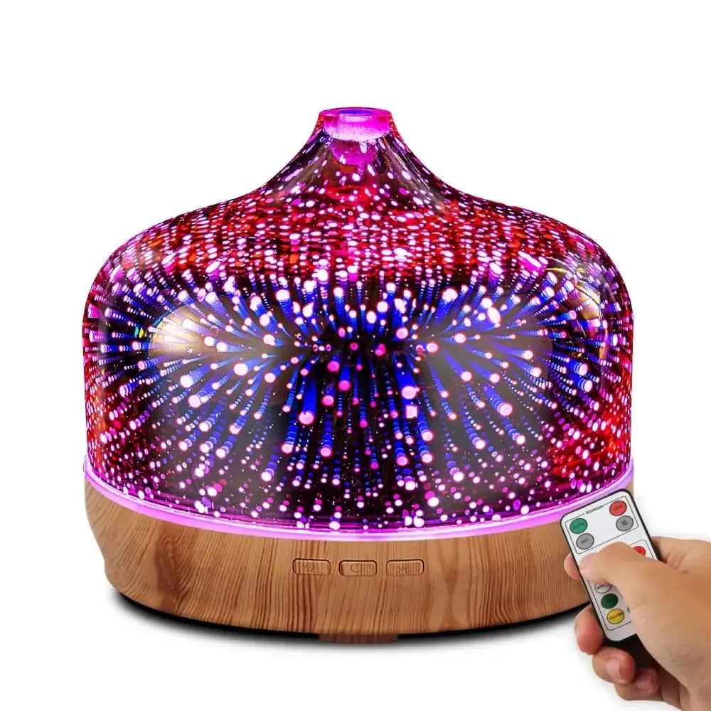 Elegant Glass Essential Oil Diffuser with Wood Base