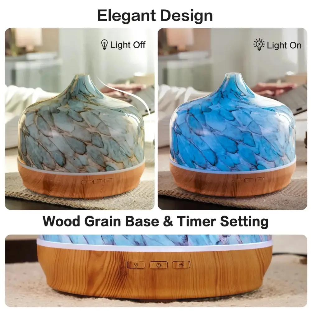 Elegant Glass Essential Oil Diffuser with Wood Base