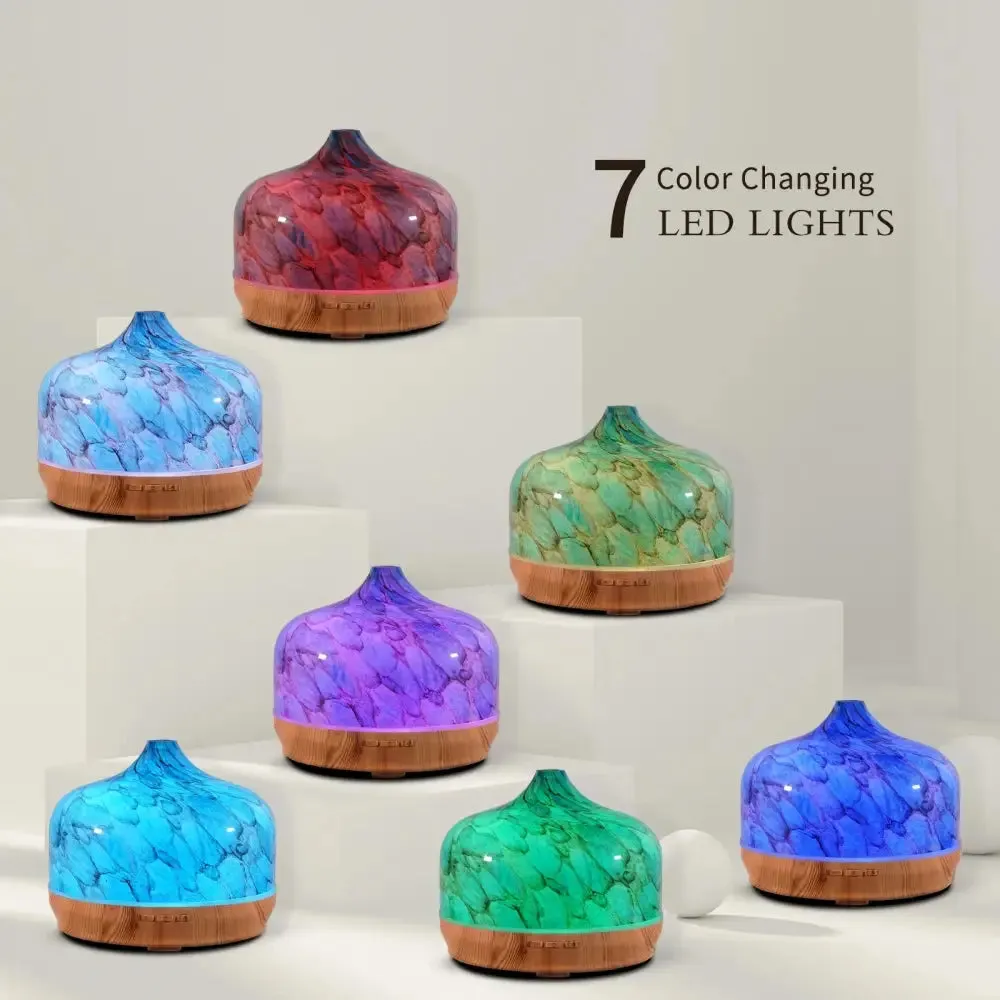 Elegant Glass Essential Oil Diffuser with Wood Base