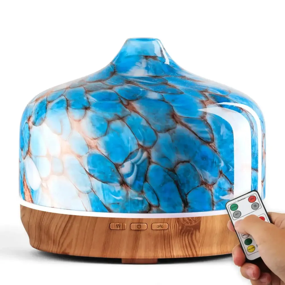Elegant Glass Essential Oil Diffuser with Wood Base