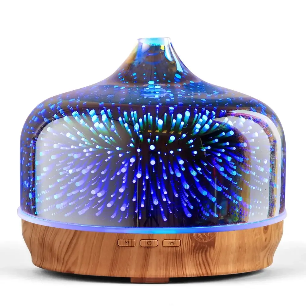 Elegant Glass Essential Oil Diffuser with Wood Base