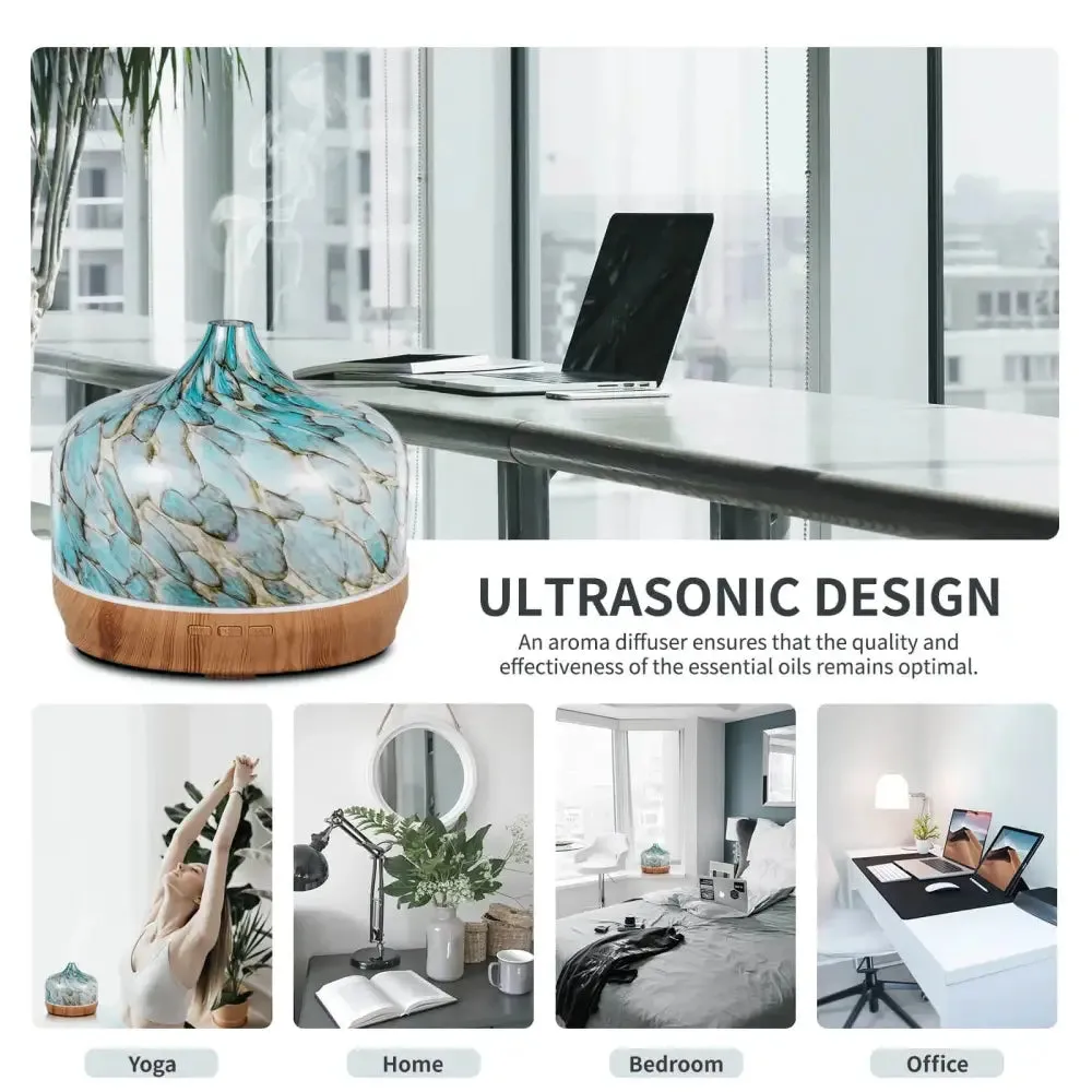 Elegant Glass Essential Oil Diffuser with Wood Base