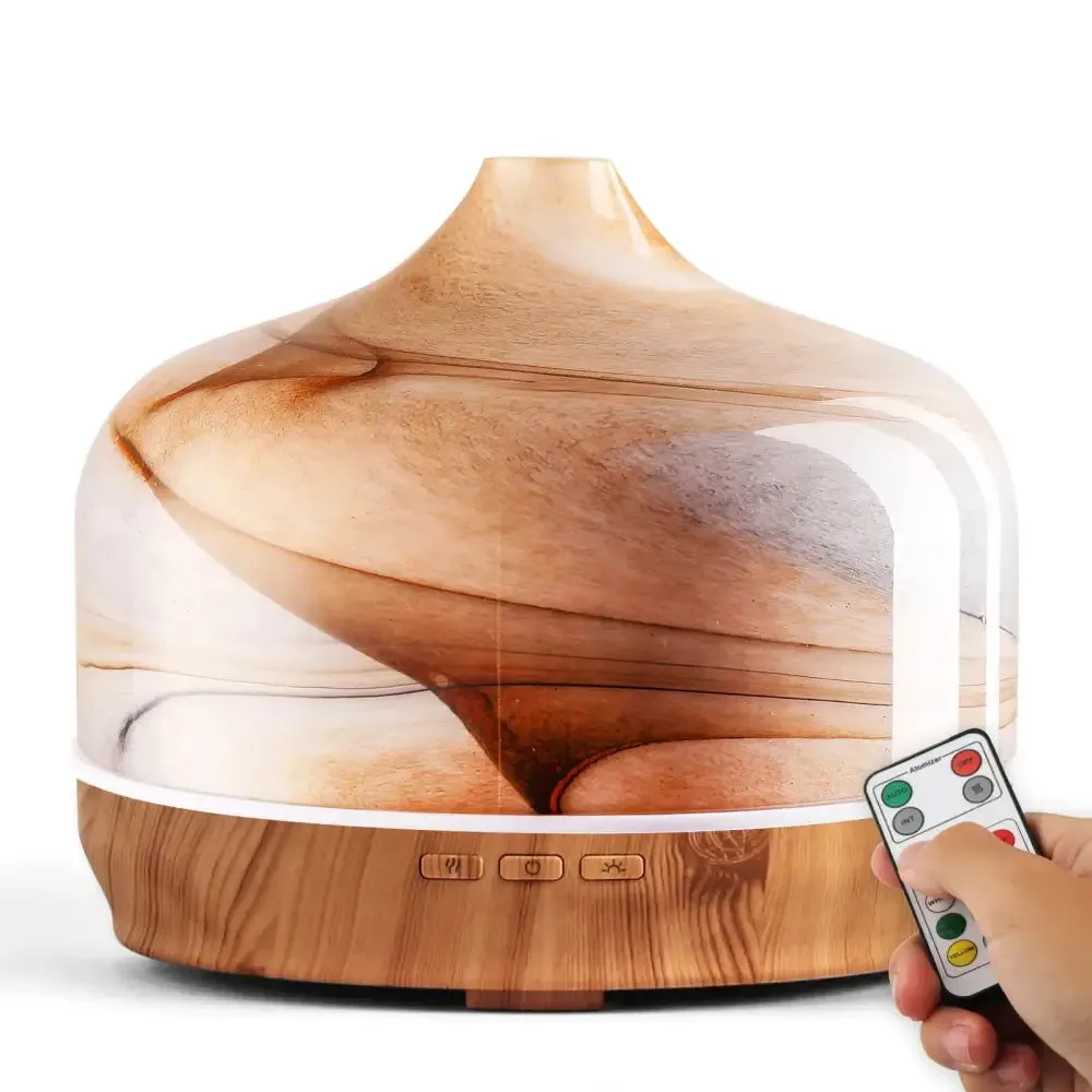 Elegant Glass Essential Oil Diffuser with Wood Base