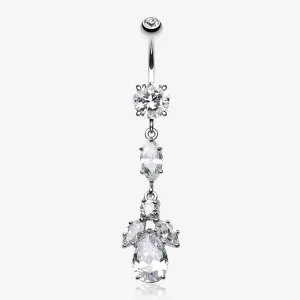 Elegant Marquise Teardrop Crystalline Belly Button Ring