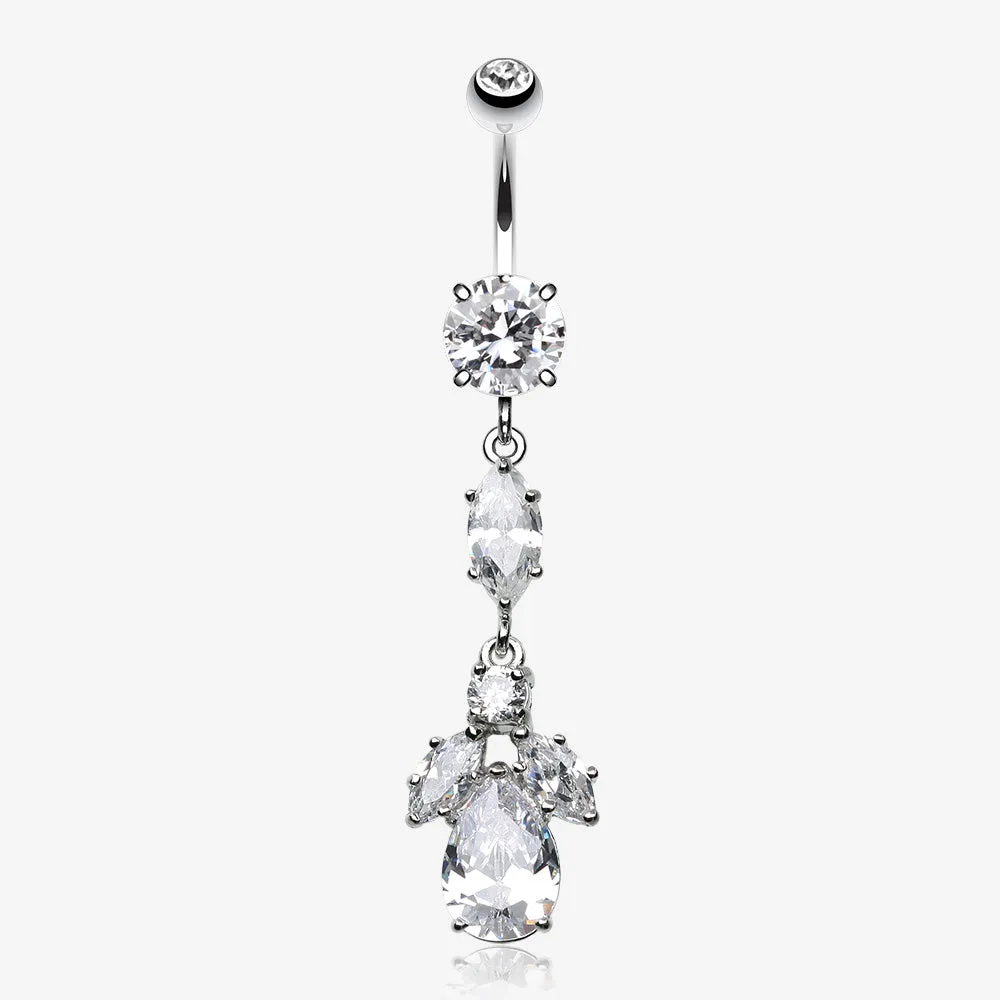 Elegant Marquise Teardrop Crystalline Belly Button Ring