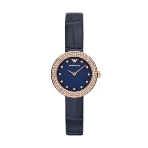 EMPORIO ARMANI ANALOG WATCH 0 JWL GP LEATHER STRAP