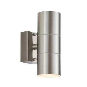 Endon EL-40095 Canon 2lt Wall Polished stainless steel & clear glass 2 x 35W GU10 reflector (Required)