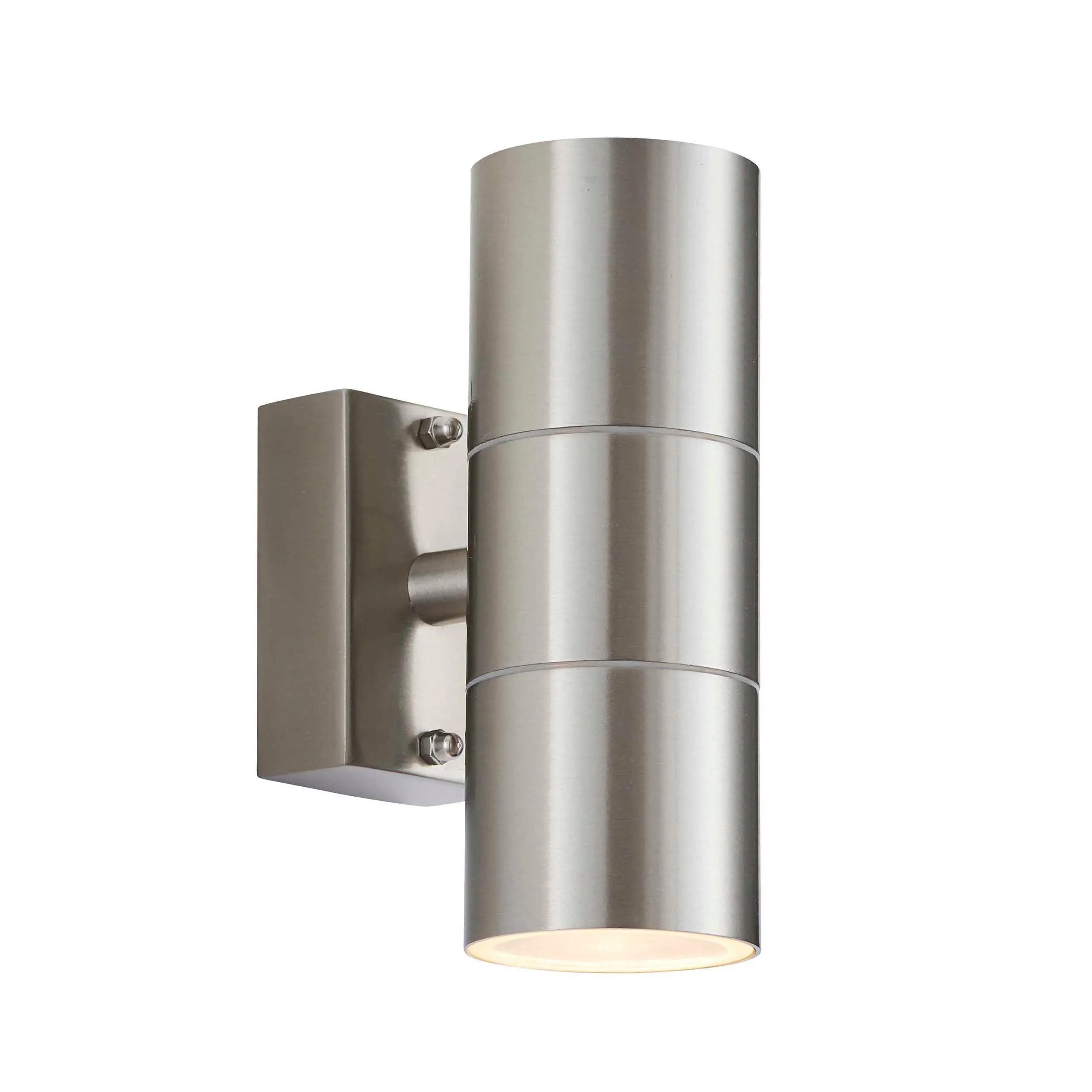 Endon EL-40095 Canon 2lt Wall Polished stainless steel & clear glass 2 x 35W GU10 reflector (Required)
