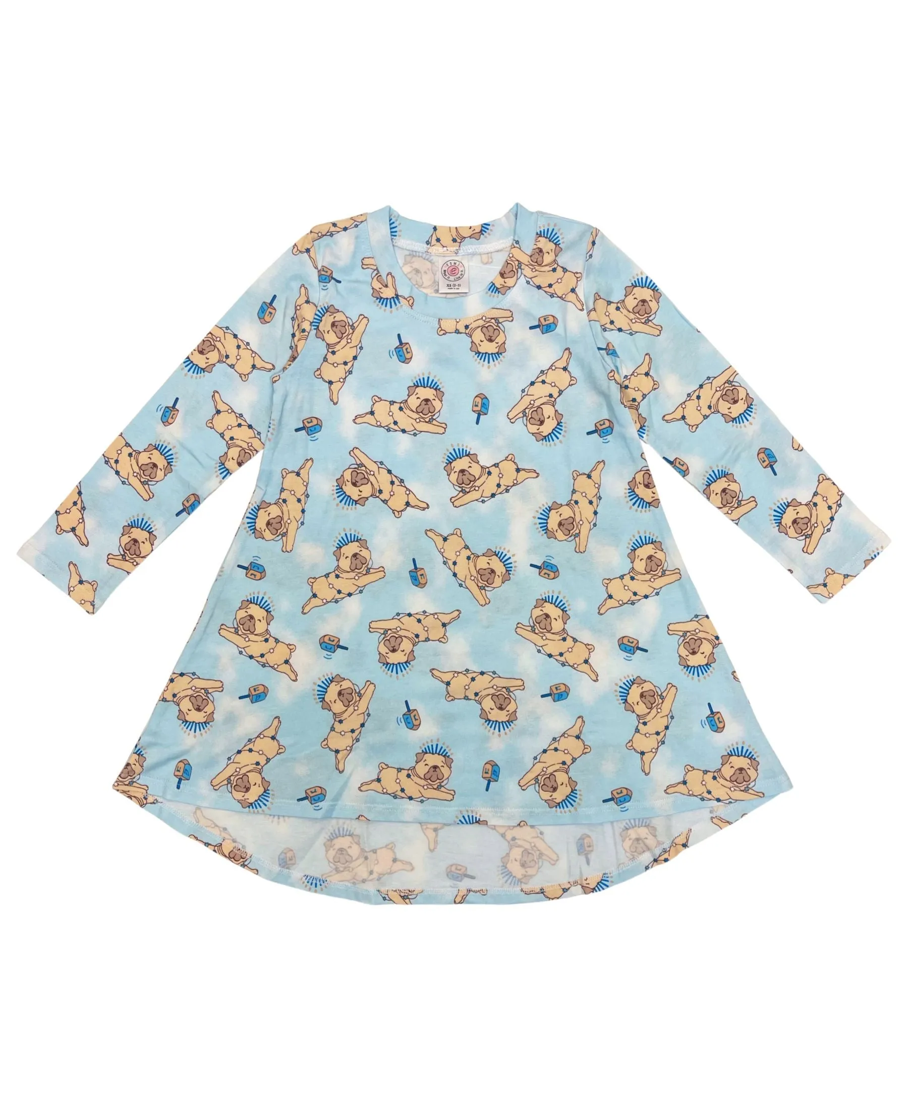 Esme- Hanukkah Pug Long Sleeve Dress