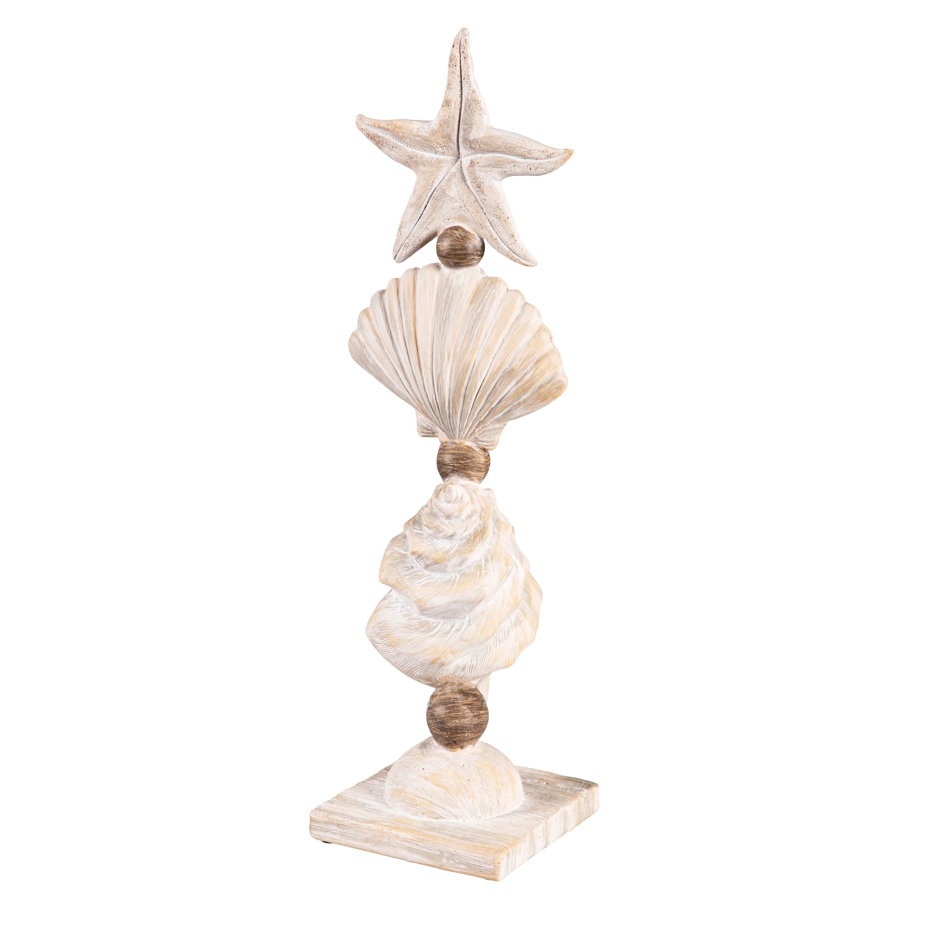 Evergreen Statuary,3 Tier Seashell Statuary,5.31x4.92x17.52 Inches