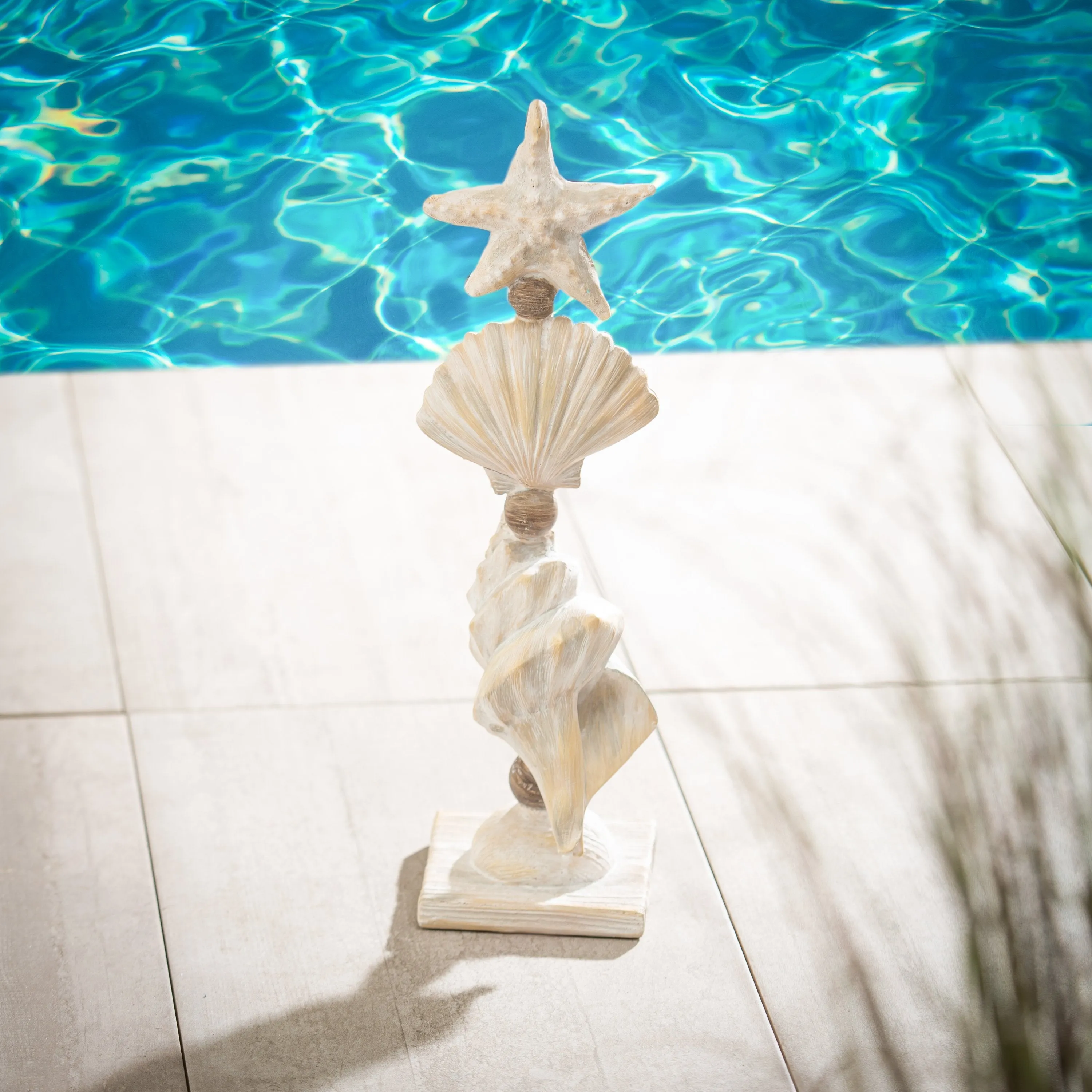 Evergreen Statuary,3 Tier Seashell Statuary,5.31x4.92x17.52 Inches