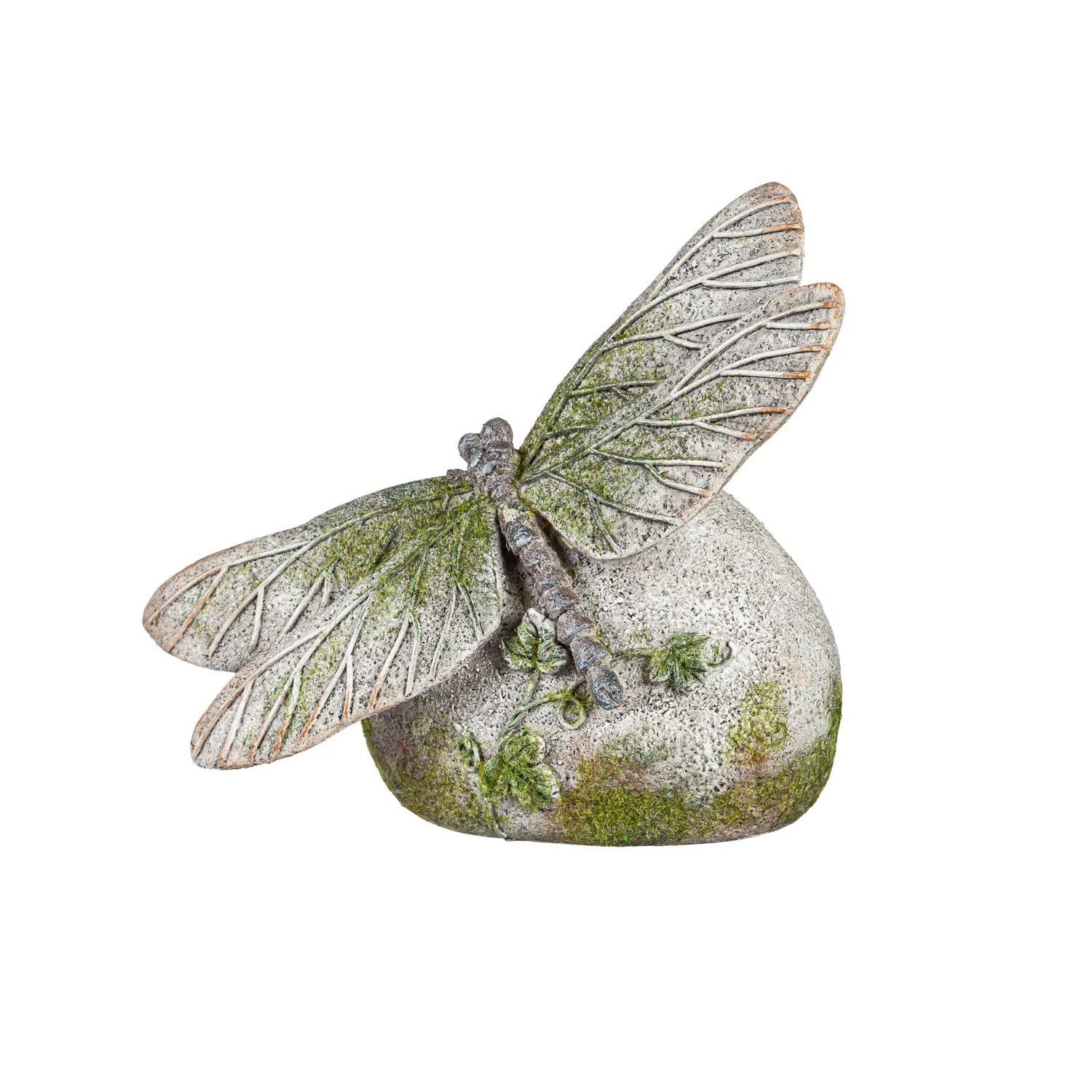 Evergreen Statuary,Faux Moss Butterfly & Dragonfly, Set of 2,4.38x8x6.5 Inches