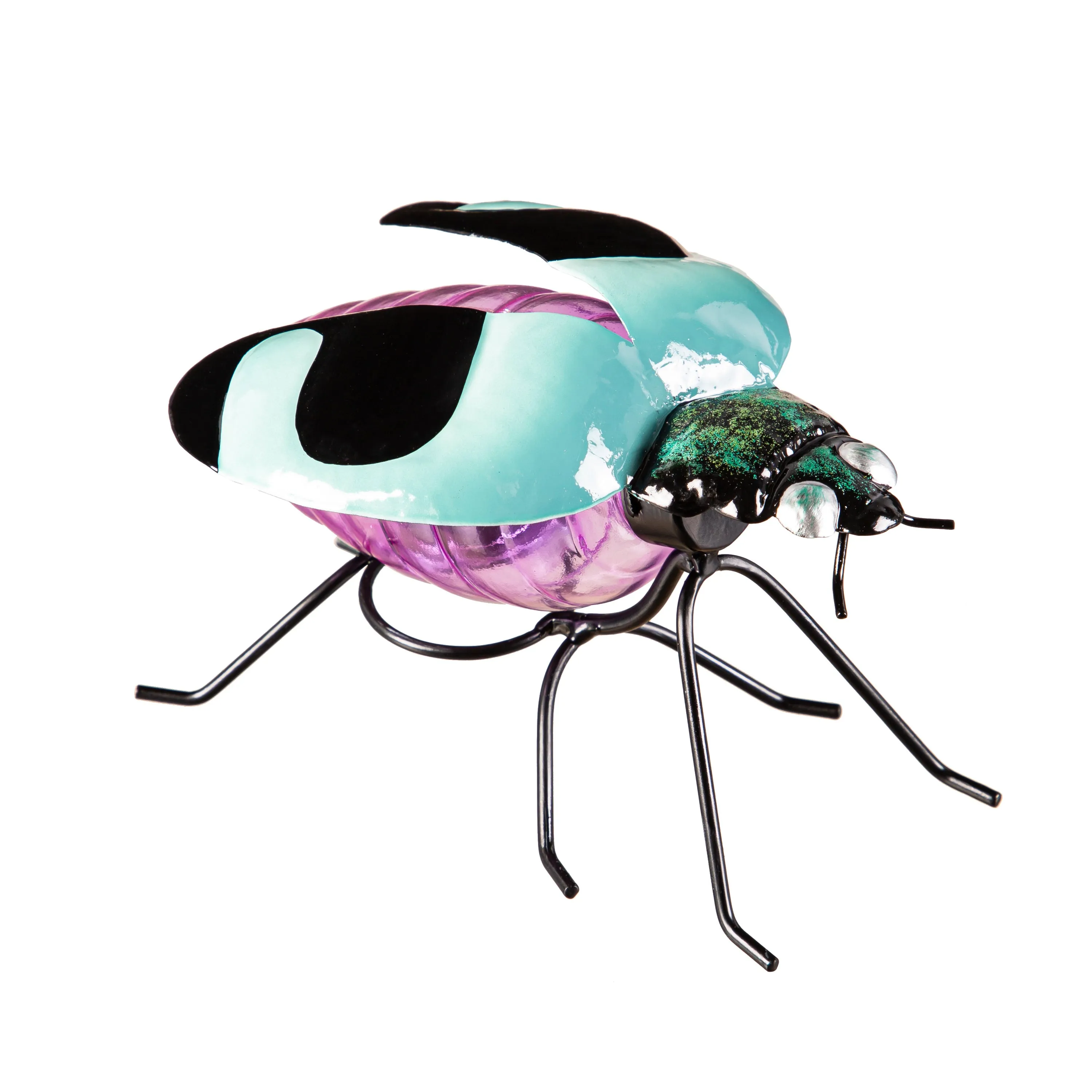 Evergreen Statuary,Metal Colorful Solar Bugs Statuary,6.3x4.53x3.82 Inches