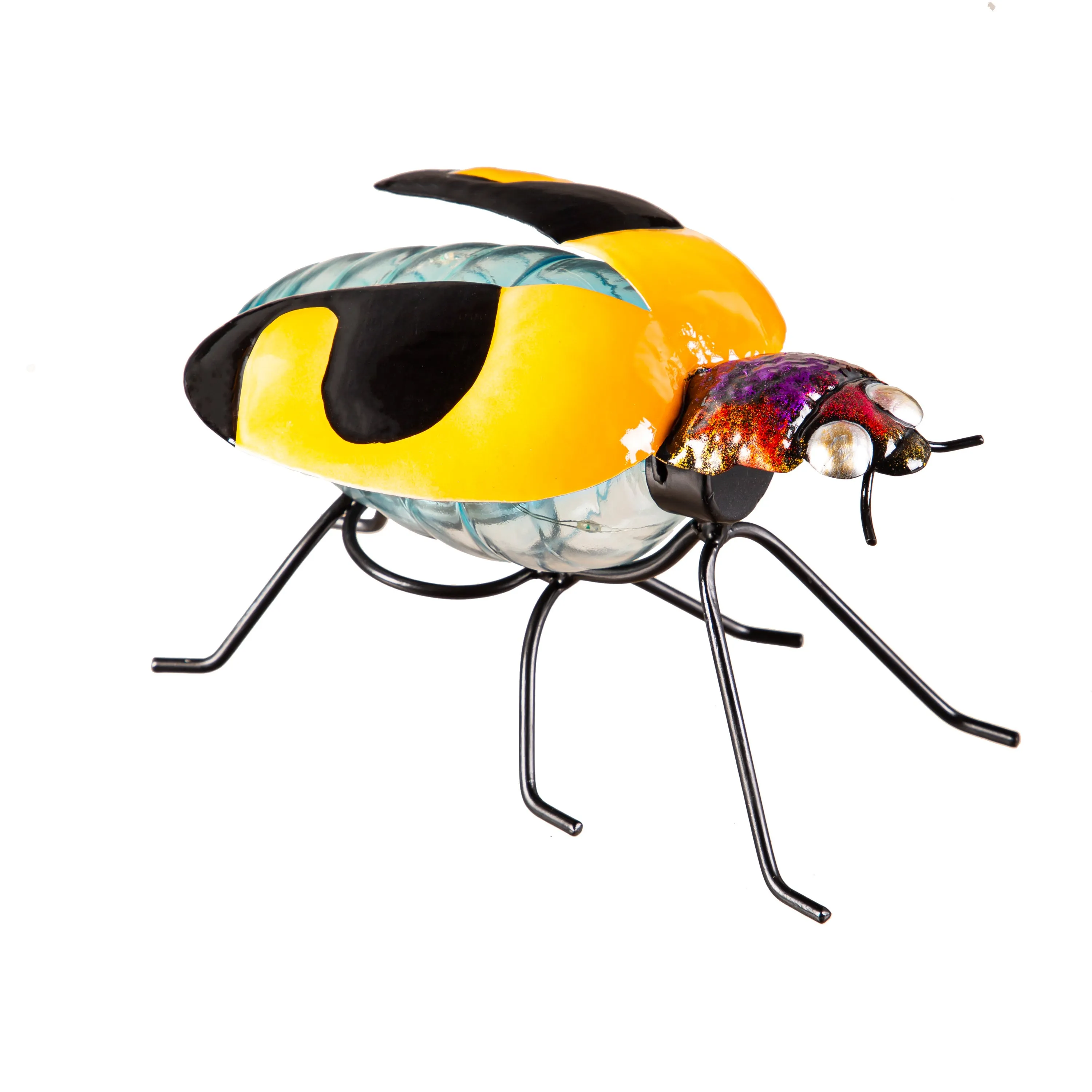 Evergreen Statuary,Metal Colorful Solar Bugs Statuary,6.3x4.53x3.82 Inches