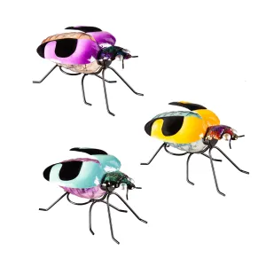 Evergreen Statuary,Metal Colorful Solar Bugs Statuary,6.3x4.53x3.82 Inches
