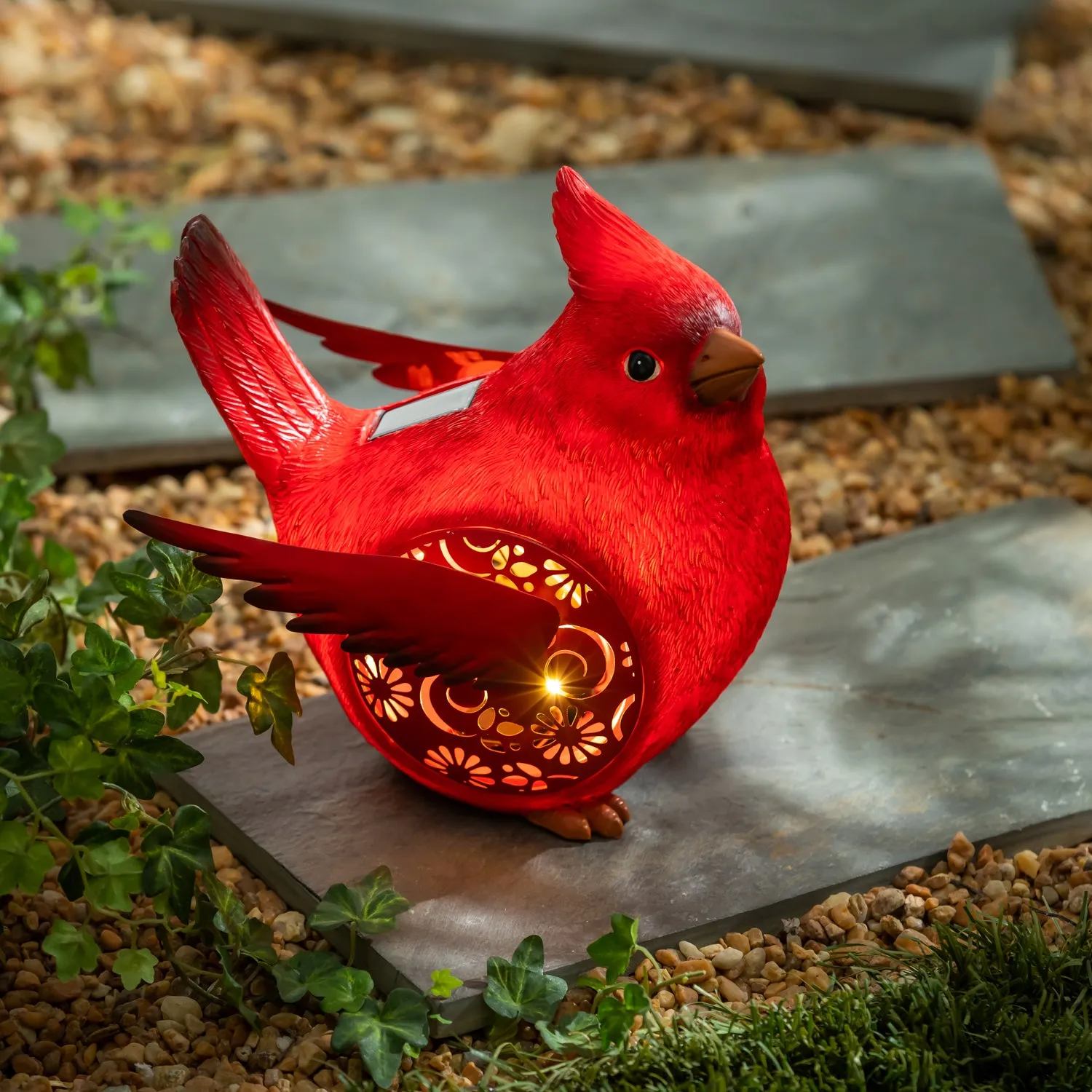 Evergreen Statuary,Solar Engraved Cardinal,6.3x8.78x8.66 Inches