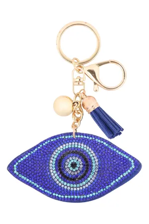 EVIL EYE RHINESTONE TASSEL KEYCHAIN