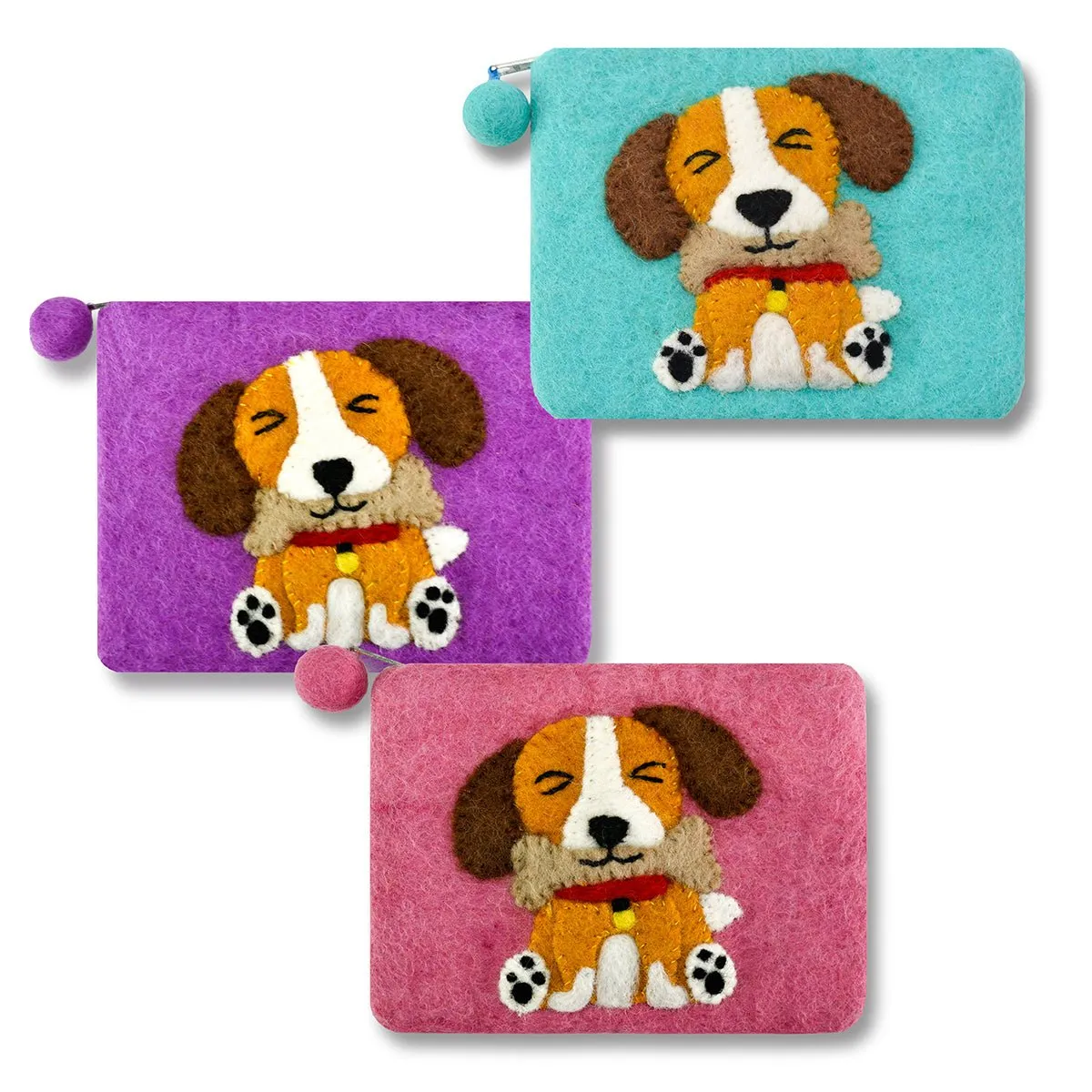 Felted Cute Dog Coin Purse