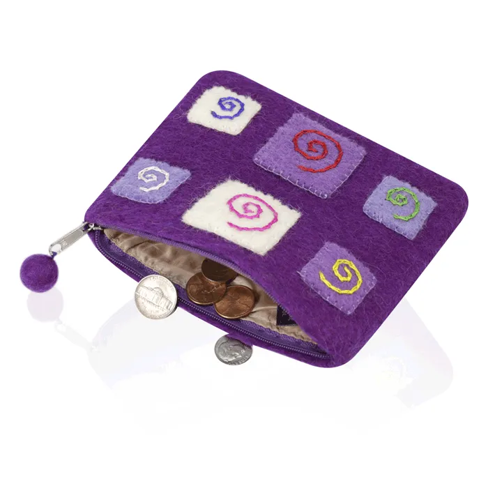 Felted Stitched and Hand Needle Coin Purse
