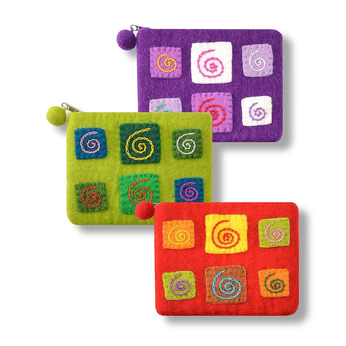 Felted Stitched and Hand Needle Coin Purse