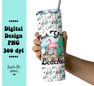 Flock Yeah Flamingo 20 oz Skinny Tumbler Seamless Design Wrap Digital Download