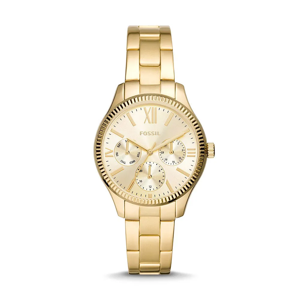 Fossil Analog Women's Watch Gold Plated Metal Bracelet - BQ3692