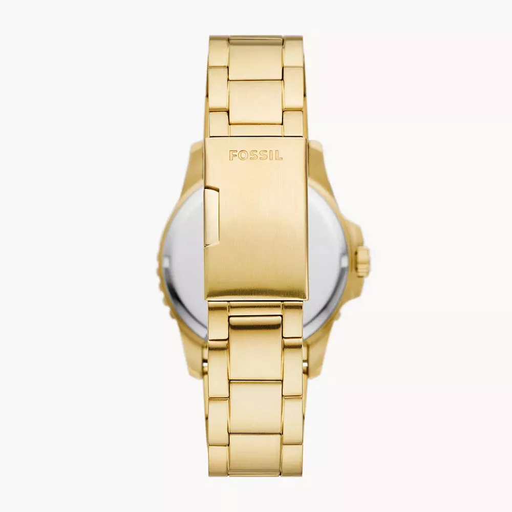 Fossil Blue Dive Three-Hand Date Gold-Tone Stainless Steel Watch