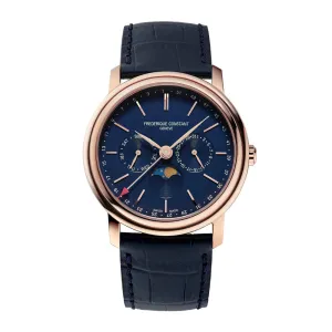 Frederique Constant Men's Watch Rose Gold Tone Case Blue Dial Quartz Watch
