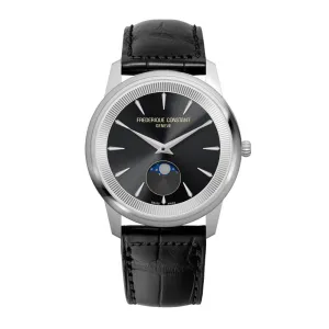 Frederique Constant Men's Watch Silver Tone Case Black Dial Quartz Watch