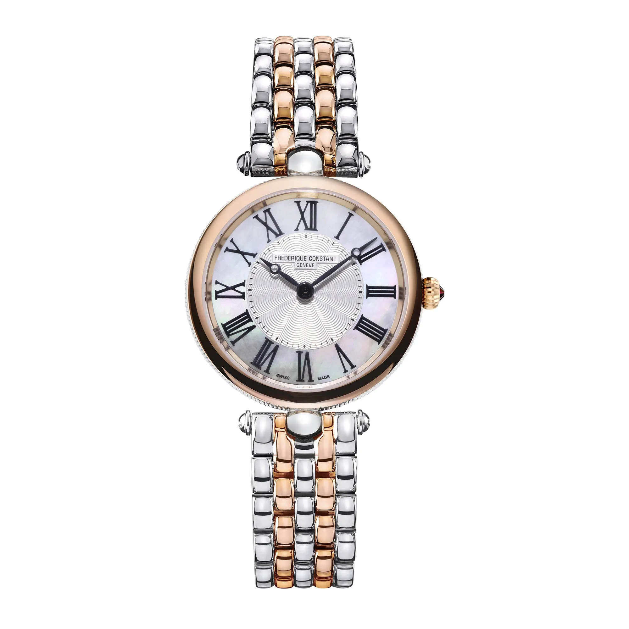 Frederique Constant Women's Watch Silver & Rose Gold Tone Case Silver Dial Quartz Watch
