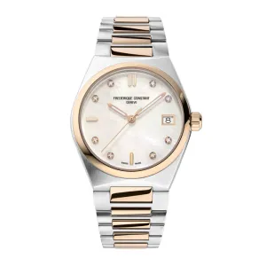 Frederique Constant Women's Watch Silver/Rose Gold Tone Case Silver Dial Quartz Watch