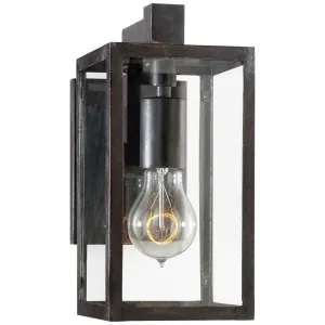 Fresno Framed Short Sconce in Aged Iron with Clear Glass