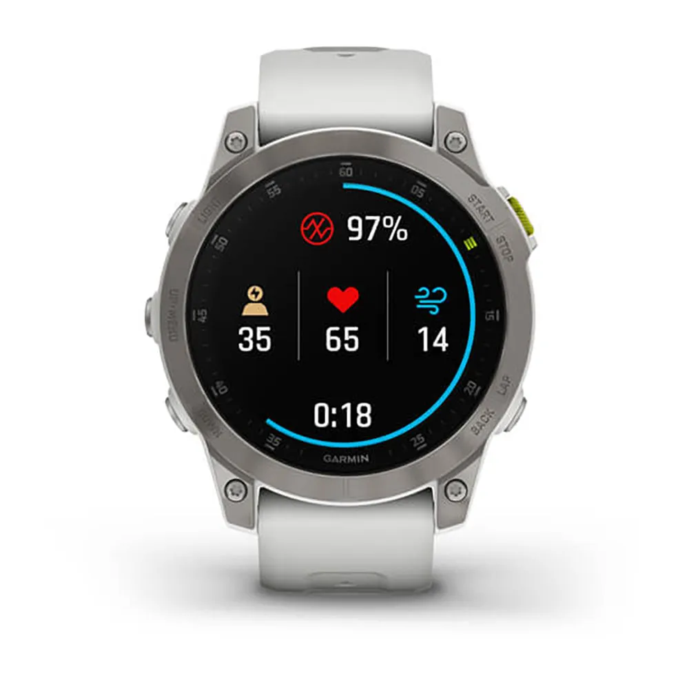 Garmin Epix Gen 2 Carrera White Ti W Silicone Band Full Color Display Watch - 010-02582-21