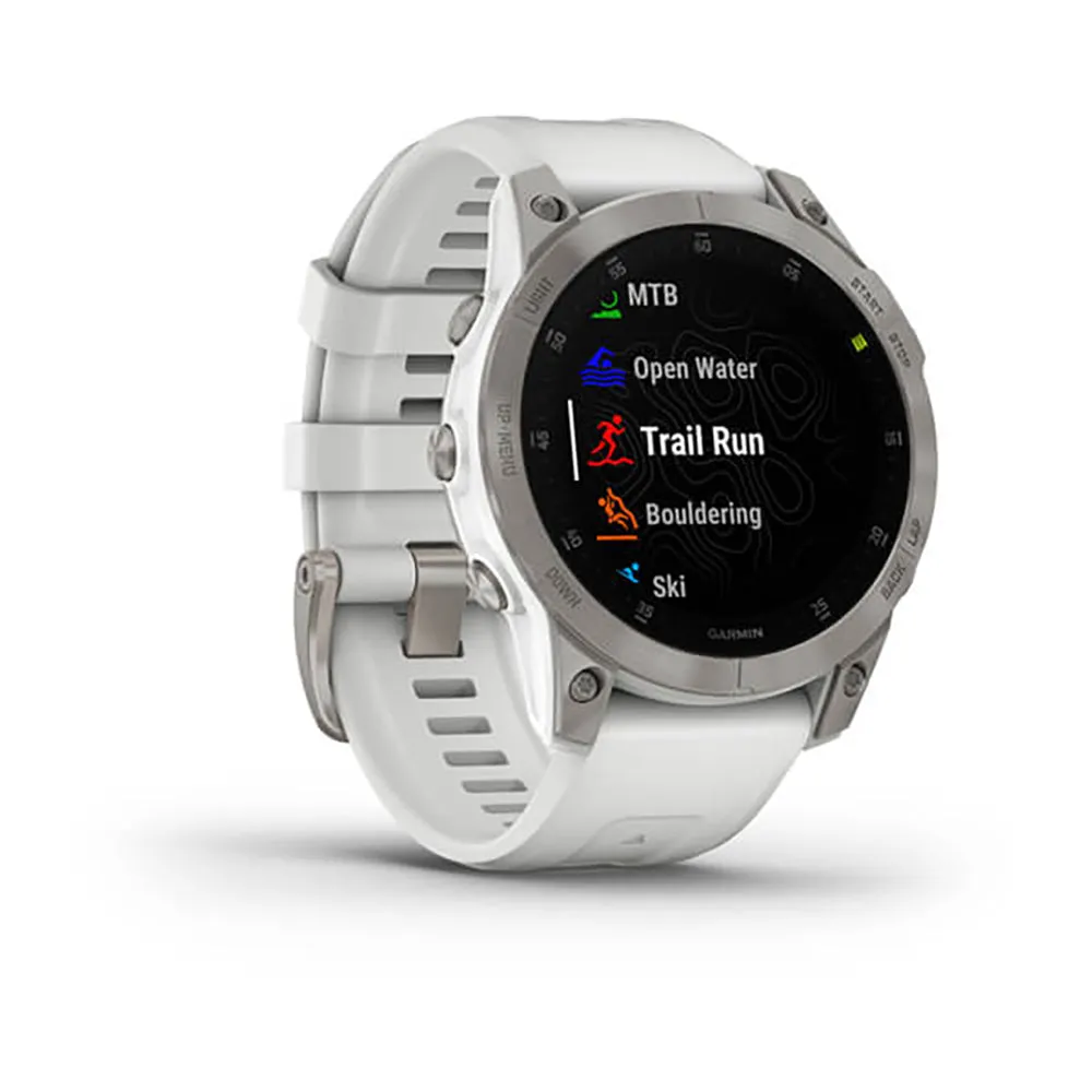 Garmin Epix Gen 2 Carrera White Ti W Silicone Band Full Color Display Watch - 010-02582-21
