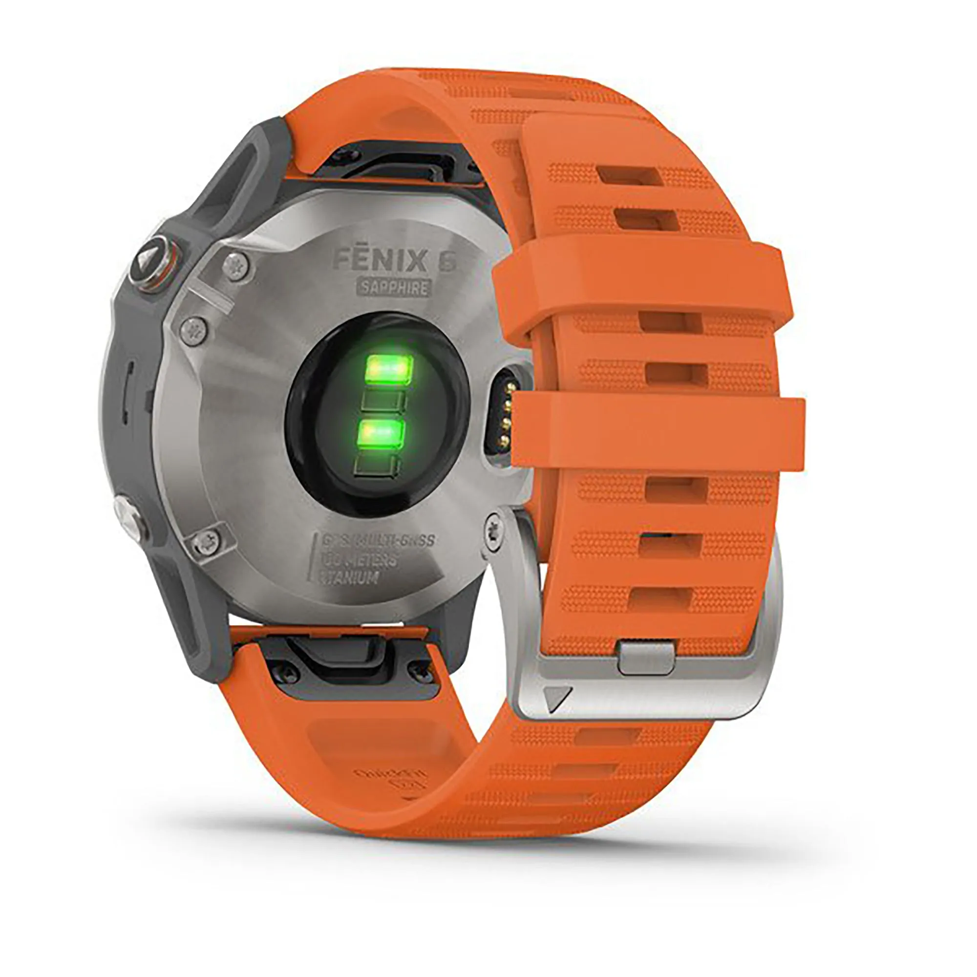 Garmin Fenix 6 Silicone Orange Strap Full Color Display Dial Watch - 010-02158-14