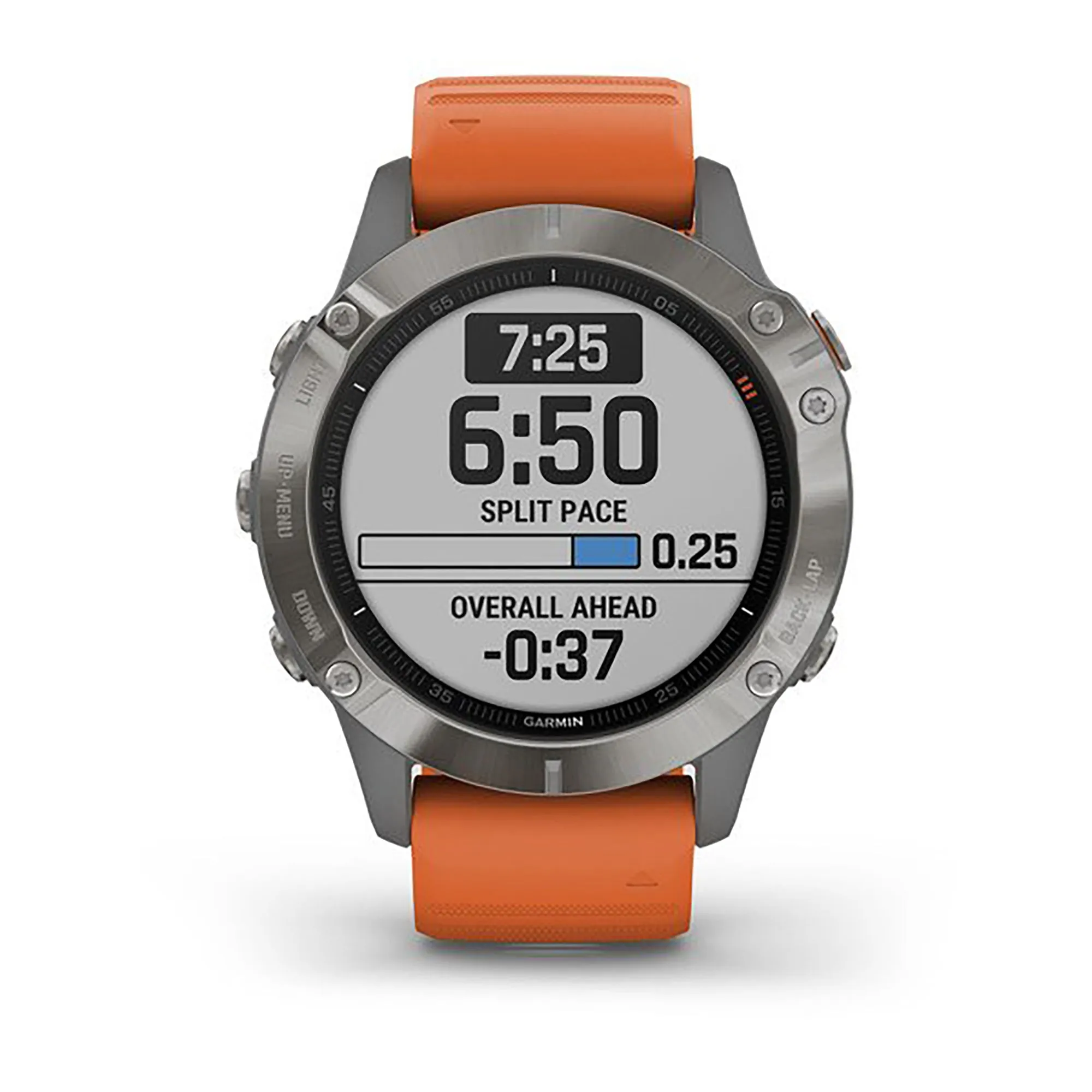 Garmin Fenix 6 Silicone Orange Strap Full Color Display Dial Watch - 010-02158-14