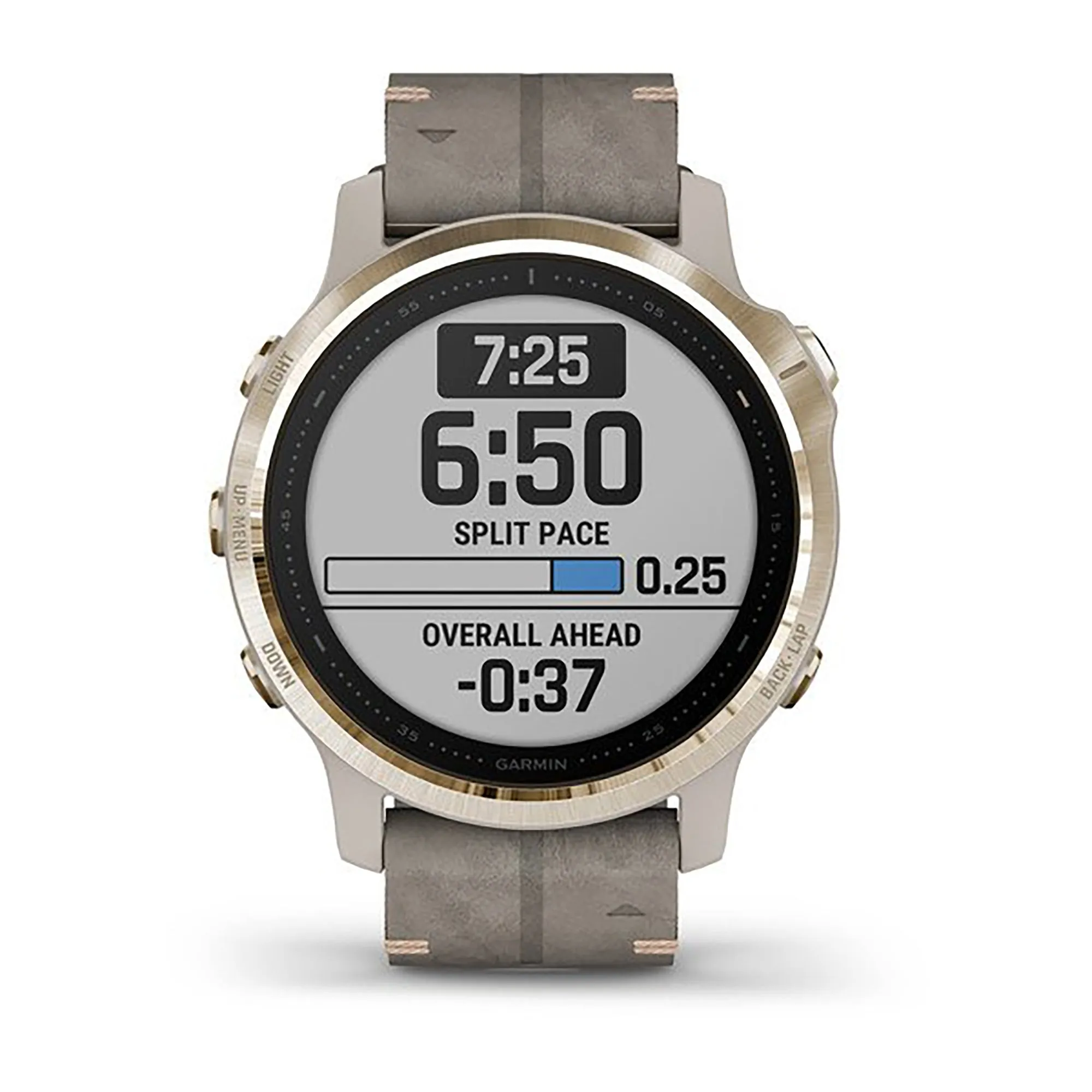 Garmin Fenix 6S Leather Gray Strap Full Color Display Dial Watch - 010-02159-40