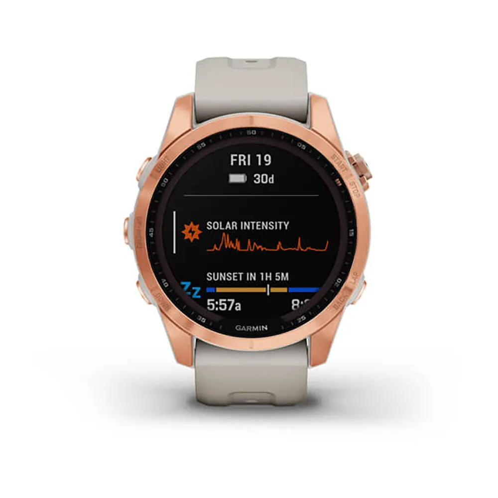 Garmin Fenix 7S Solar Rose Gold With Light Sand Band Full Display Watch - 010-02539-11