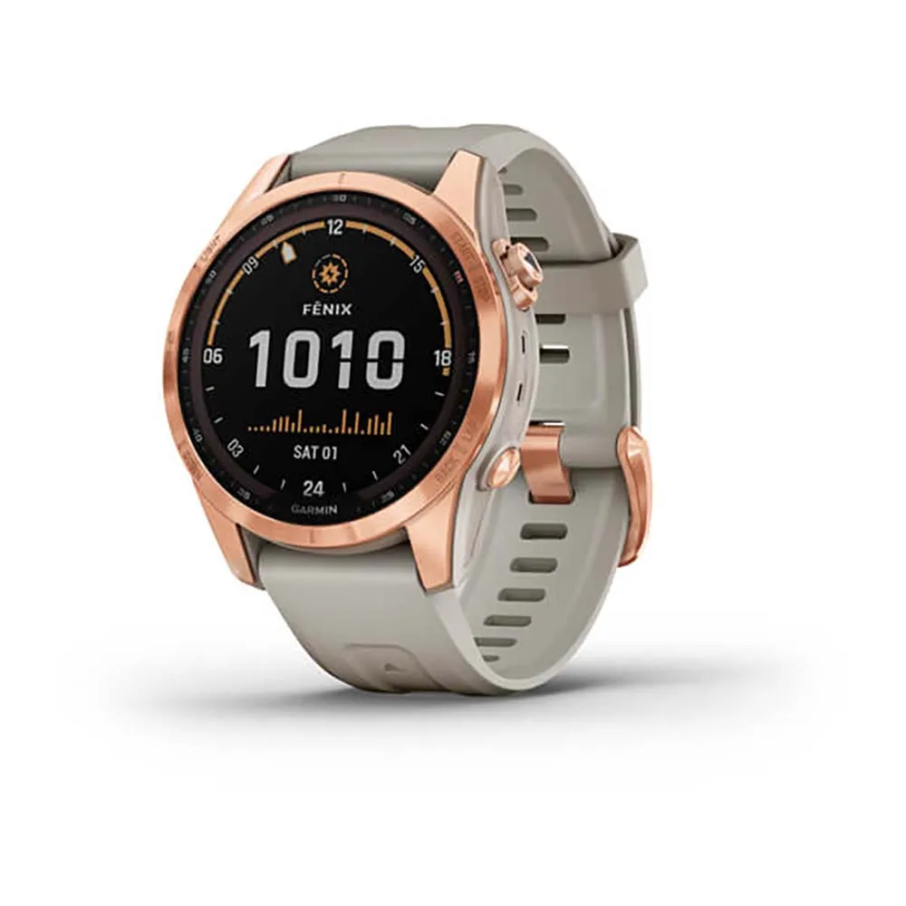 Garmin Fenix 7S Solar Rose Gold With Light Sand Band Full Display Watch - 010-02539-11