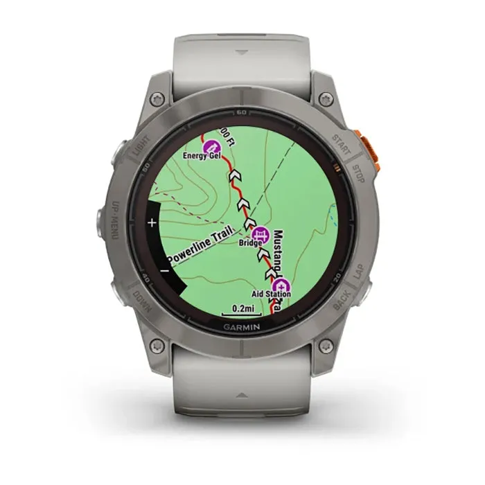Garmin Fenix 7X Prosapphire Solar Edition Titanium Fog Gray/Ember Orange Full Display Watch - 010-02778-15