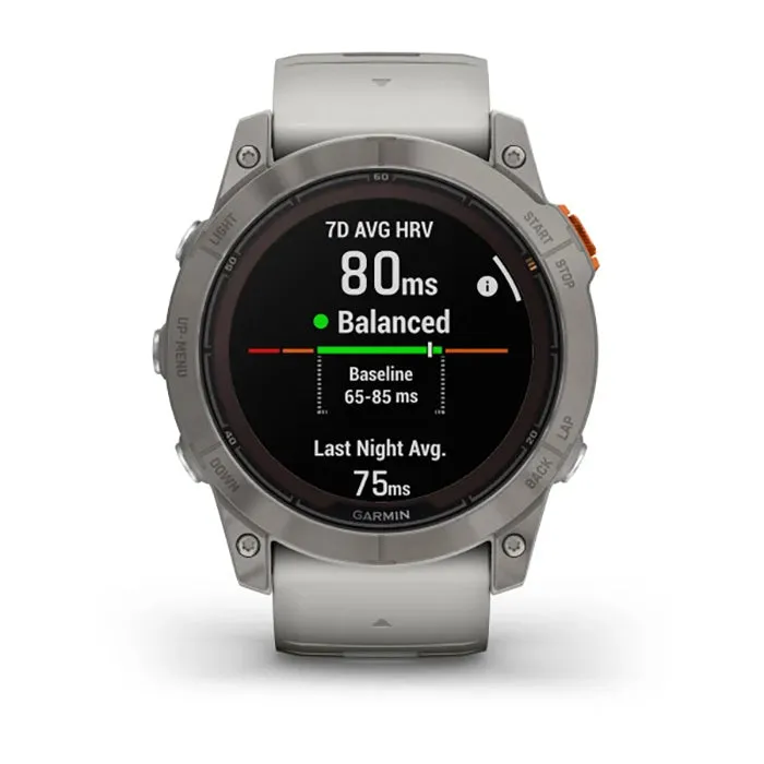 Garmin Fenix 7X Prosapphire Solar Edition Titanium Fog Gray/Ember Orange Full Display Watch - 010-02778-15