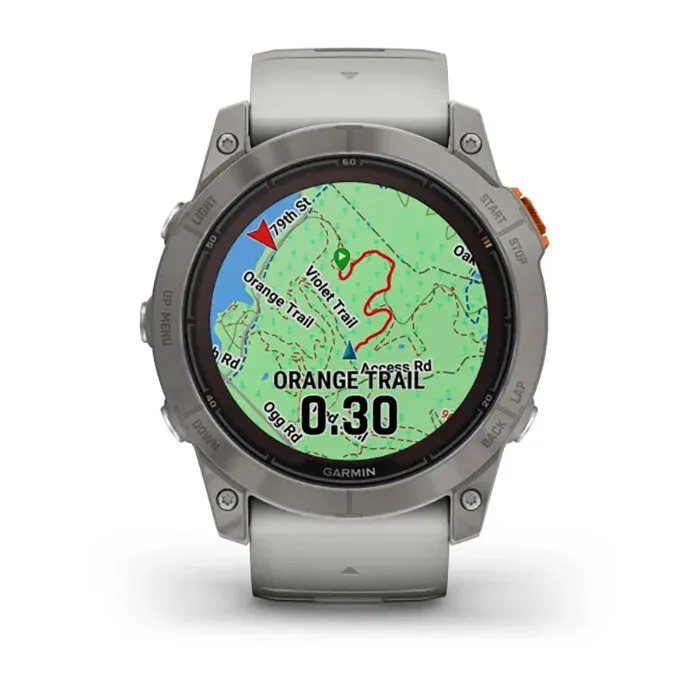 Garmin Fenix 7X Prosapphire Solar Edition Titanium Fog Gray/Ember Orange Full Display Watch - 010-02778-15