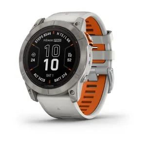 Garmin Fenix 7X Prosapphire Solar Edition Titanium Fog Gray/Ember Orange Full Display Watch - 010-02778-15