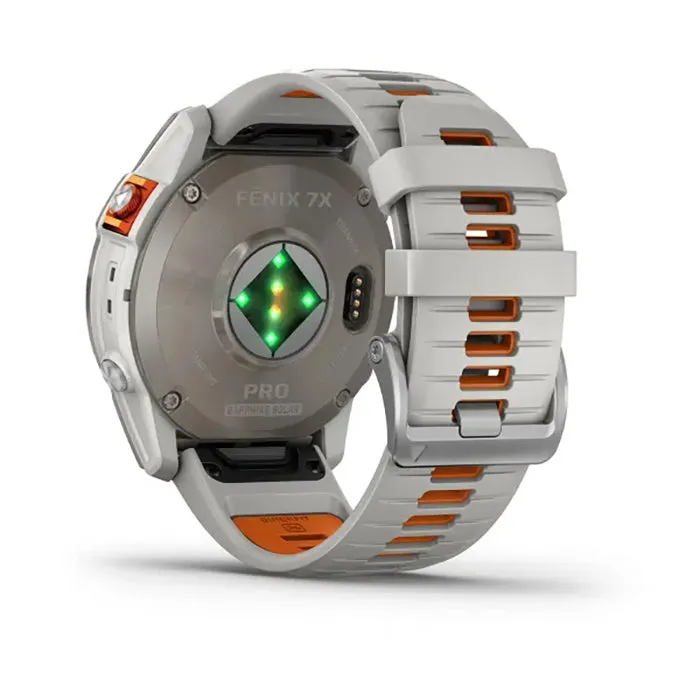 Garmin Fenix 7X Prosapphire Solar Edition Titanium Fog Gray/Ember Orange Full Display Watch - 010-02778-15
