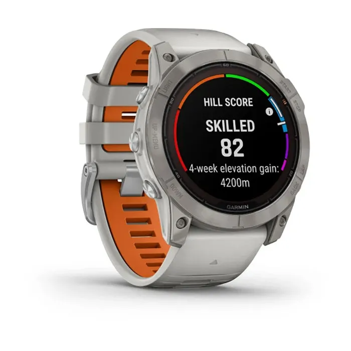 Garmin Fenix 7X Prosapphire Solar Edition Titanium Fog Gray/Ember Orange Full Display Watch - 010-02778-15