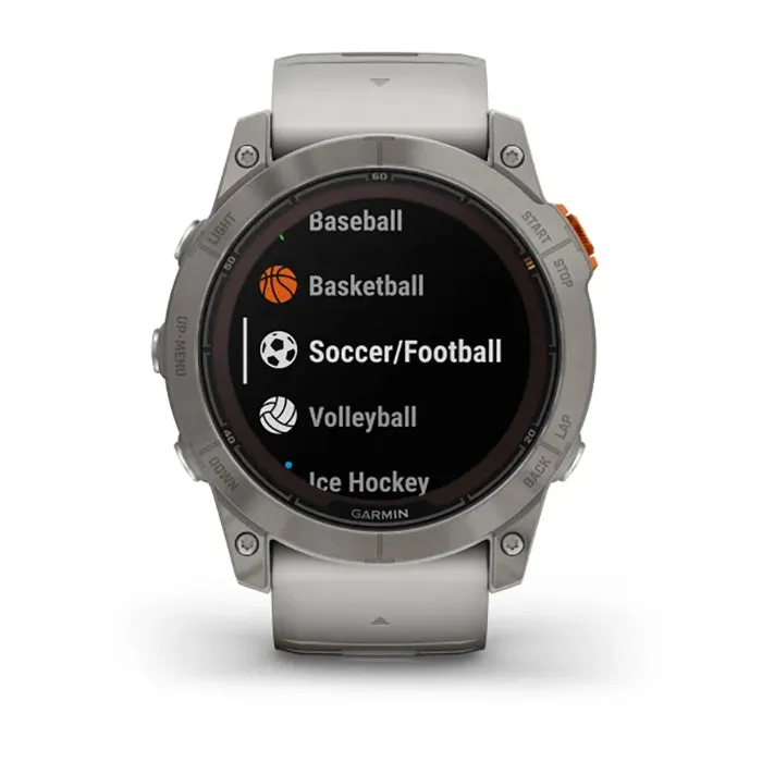 Garmin Fenix 7X Prosapphire Solar Edition Titanium Fog Gray/Ember Orange Full Display Watch - 010-02778-15
