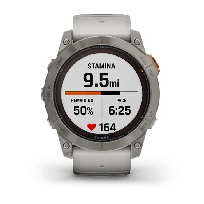 Garmin Fenix 7X Prosapphire Solar Edition Titanium Fog Gray/Ember Orange Full Display Watch - 010-02778-15