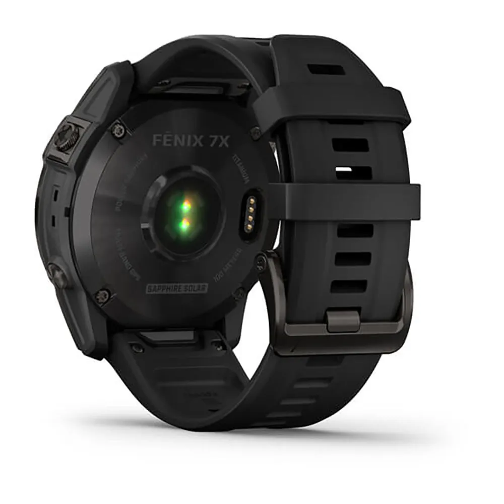Garmin Fenix 7X Sapphire Carbon Gray Ti W Silcone Band Full Color Display Watch - 010-02541-11